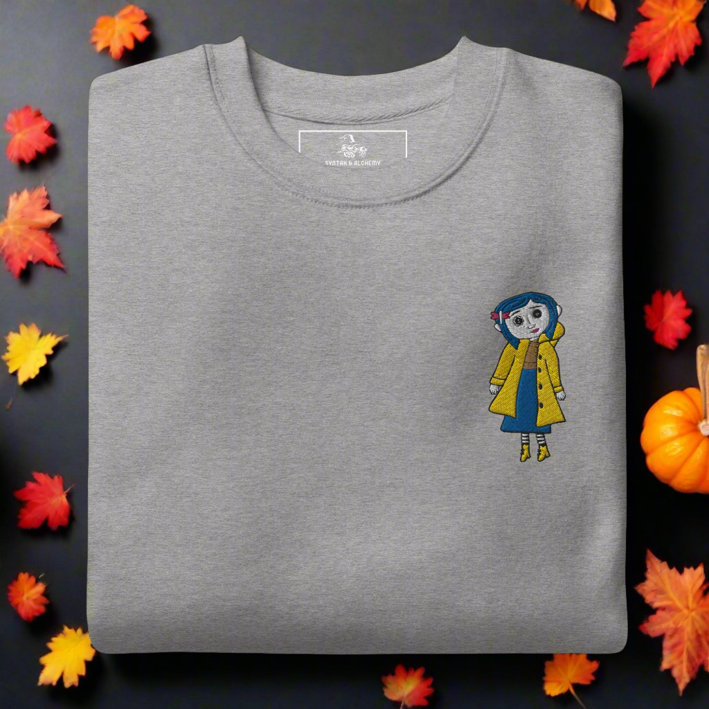 Coraline Button Eyes | Soft-Wash Sweatshirt | Embroidered | Sleeve Variant Soft-Wash Sweatshirt Syntax & Alchemy   