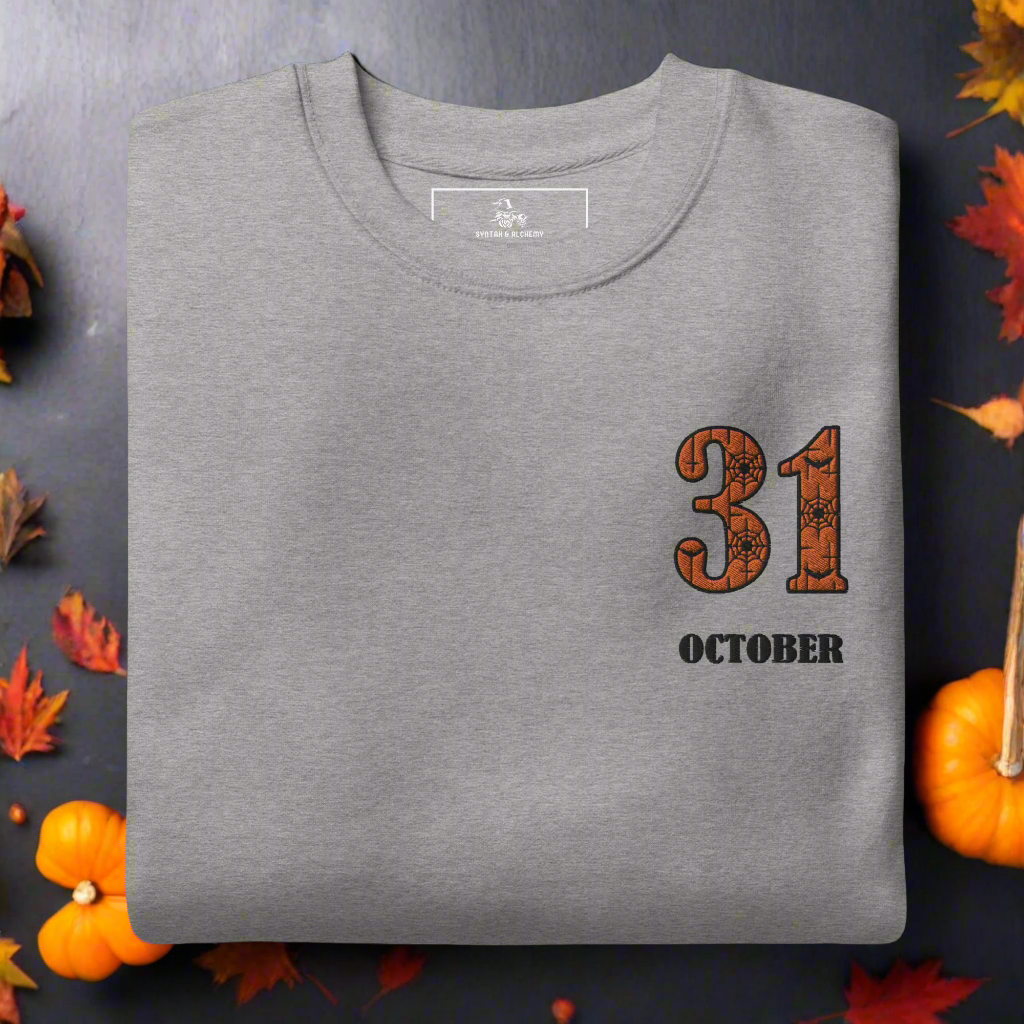 31 October | Soft-Wash Sweatshirt | Embroidered Soft-Wash Sweatshirt Syntax & Alchemy Carbon Grey S 