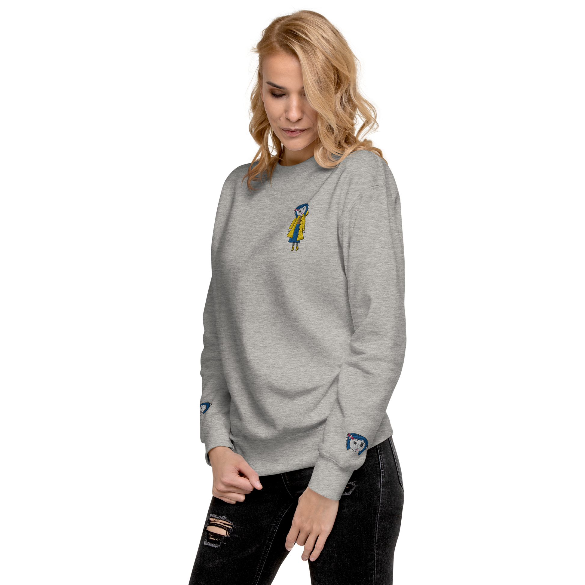 Coraline Button Eyes | Soft-Wash Sweatshirt | Embroidered | Sleeve Variant Soft-Wash Sweatshirt Syntax & Alchemy   