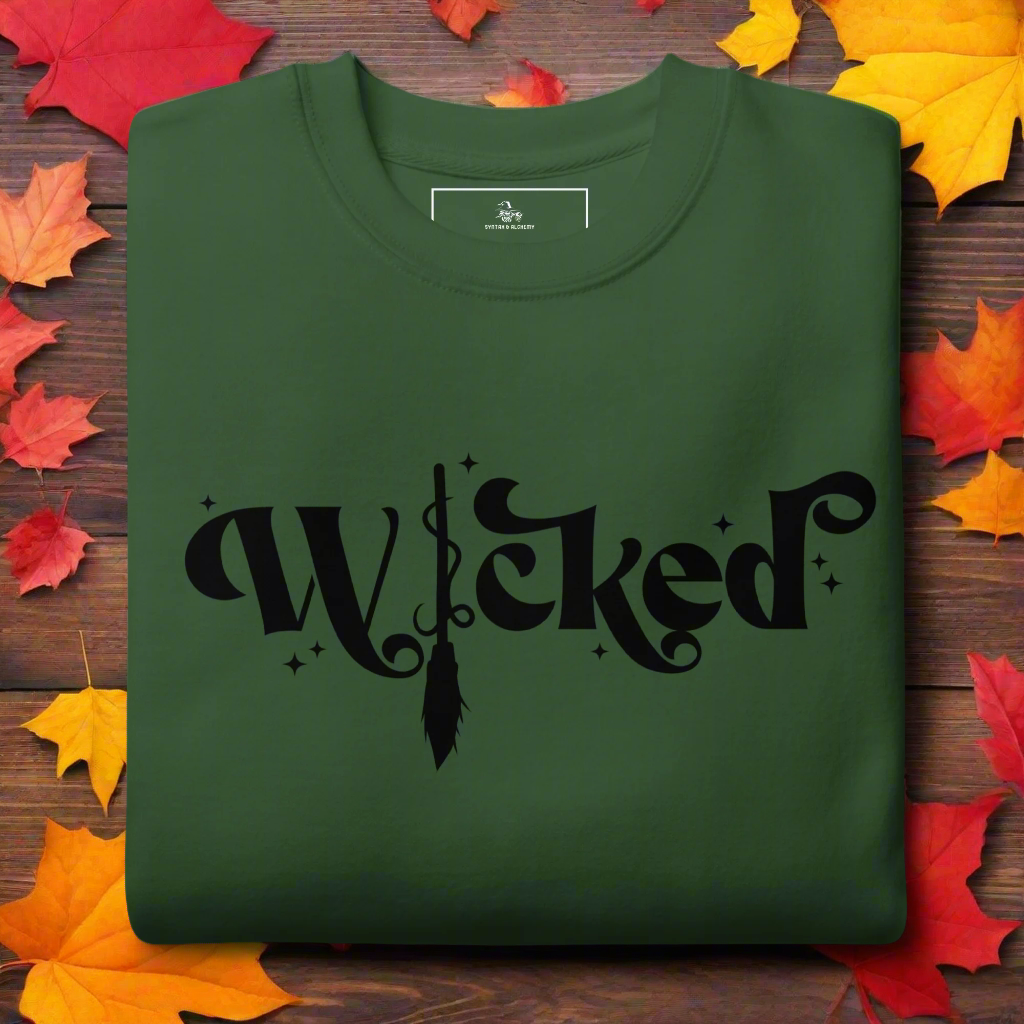 Wicked | Soft-Wash Sweatshirt | Black Lettering Soft-Wash Sweatshirt Syntax & Alchemy Forest Green S 