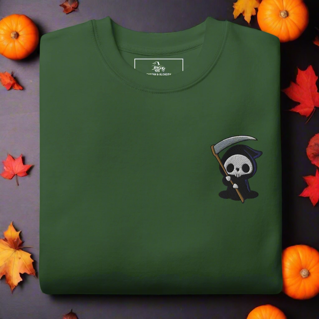 Grim Reaper | Soft-Wash Sweatshirt | Embroidered Soft-Wash Sweatshirt Syntax & Alchemy Forest Green S 