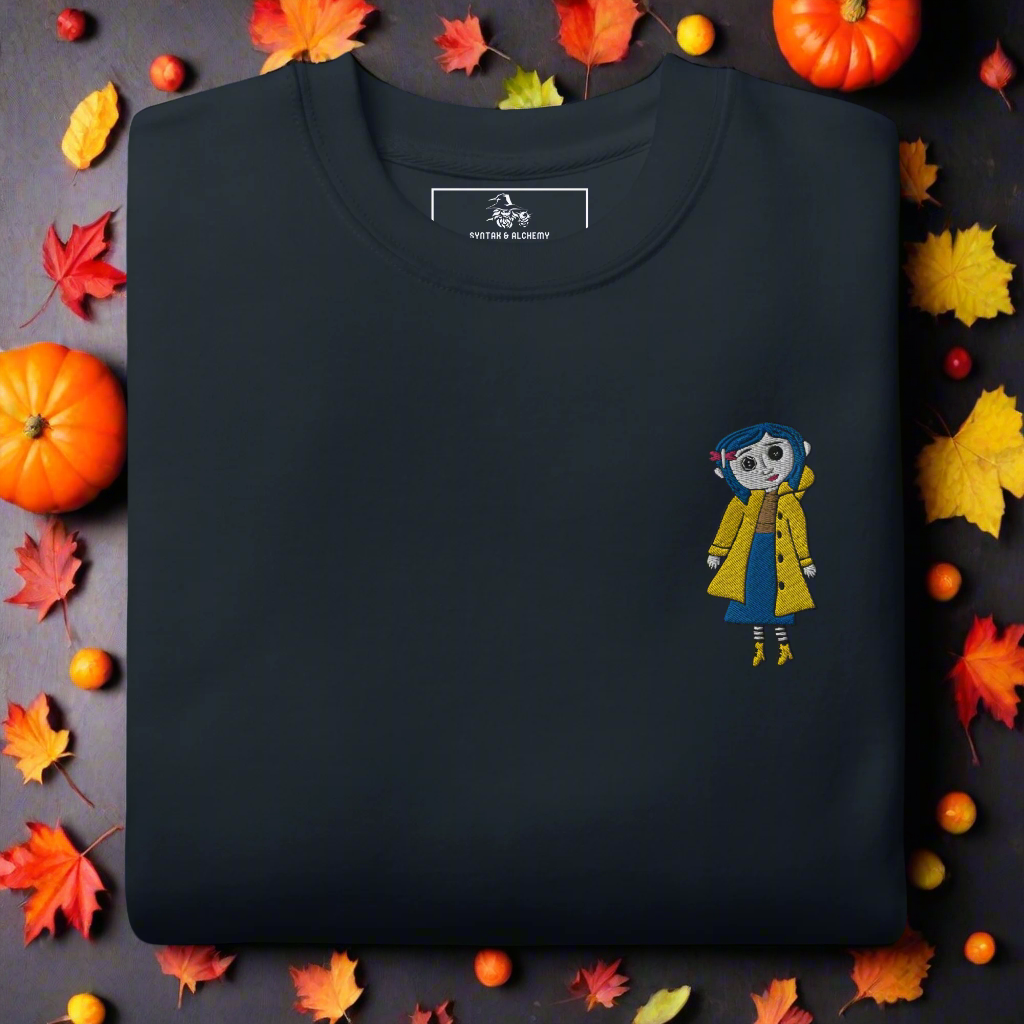 Coraline Button Eyes | Soft-Wash Sweatshirt | Embroidered | Sleeve Variant Soft-Wash Sweatshirt Syntax & Alchemy   