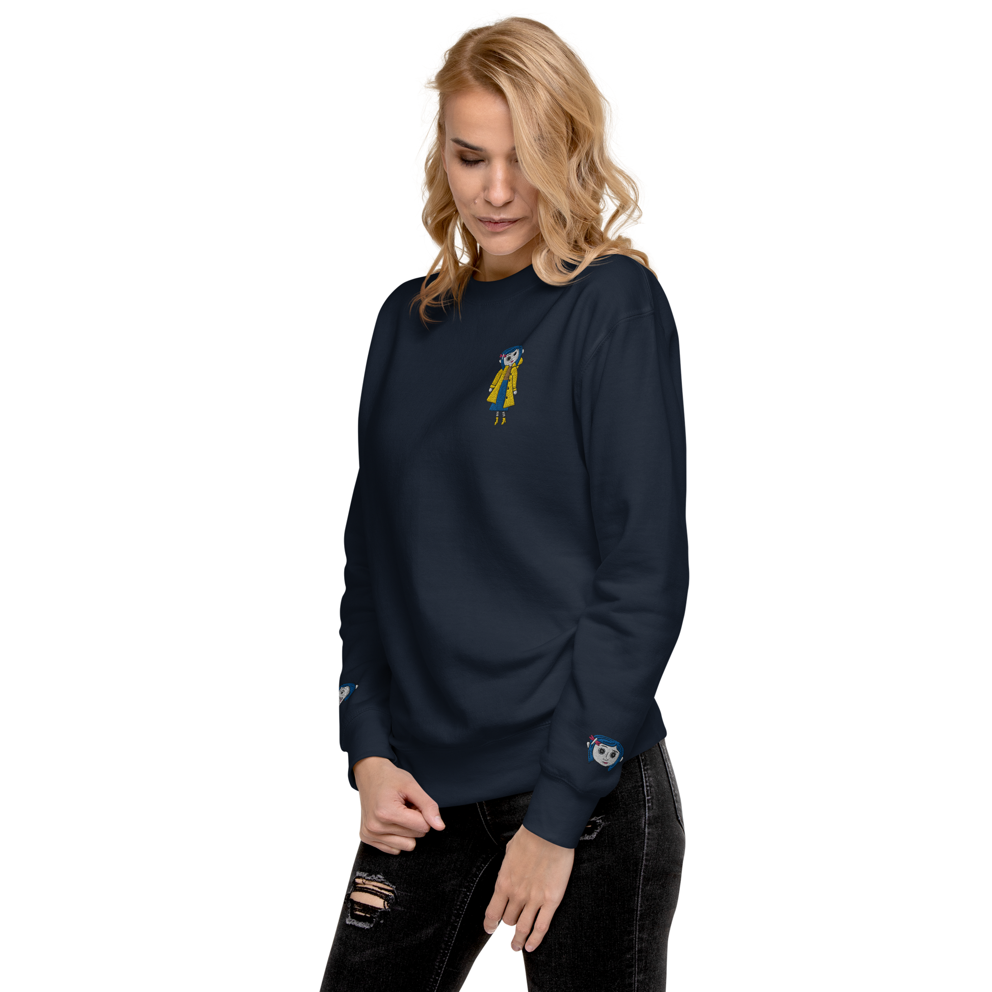 Coraline Button Eyes | Soft-Wash Sweatshirt | Embroidered | Sleeve Variant Soft-Wash Sweatshirt Syntax & Alchemy   