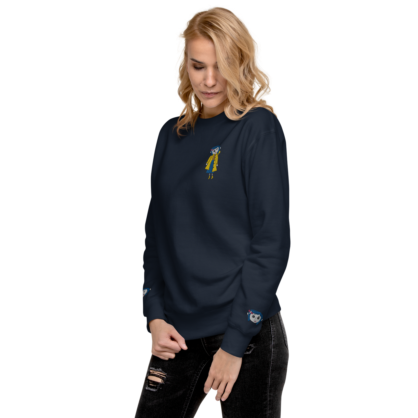 Coraline Button Eyes | Soft-Wash Sweatshirt | Embroidered | Sleeve Variant Soft-Wash Sweatshirt Syntax & Alchemy   