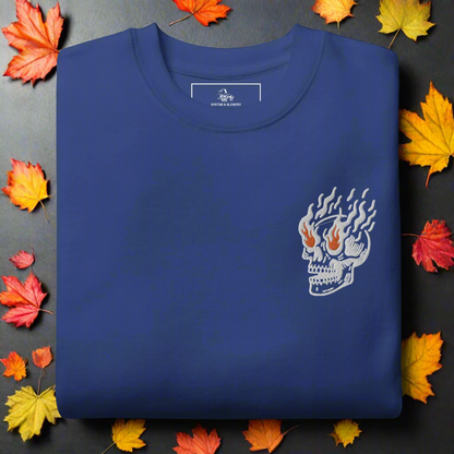 Flaming Skull | Soft-Wash Sweatshirt | Embroidered | White Variant Soft-Wash Sweatshirt Syntax & Alchemy Team Royal S 