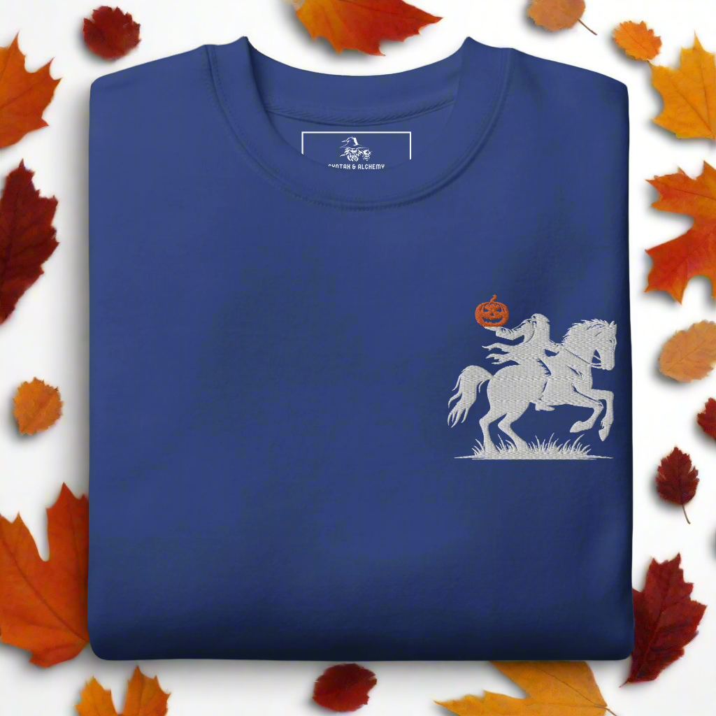 Headless Horseman Pumpkin Head | Soft-Wash Sweatshirt | Embroidered Soft-Wash Sweatshirt Syntax & Alchemy Team Royal S 