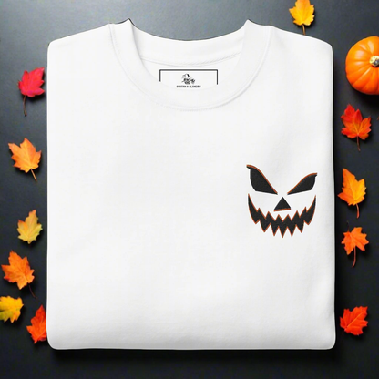 Smiling Jack O Lantern | Soft-Wash Sweatshirt | Embroidered Soft-Wash Sweatshirt Syntax & Alchemy White S 