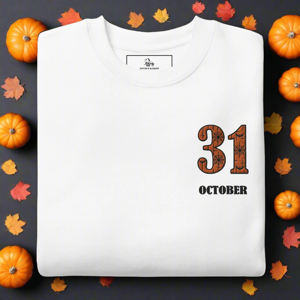 31 October | Soft-Wash Sweatshirt | Embroidered Soft-Wash Sweatshirt Syntax & Alchemy White S 