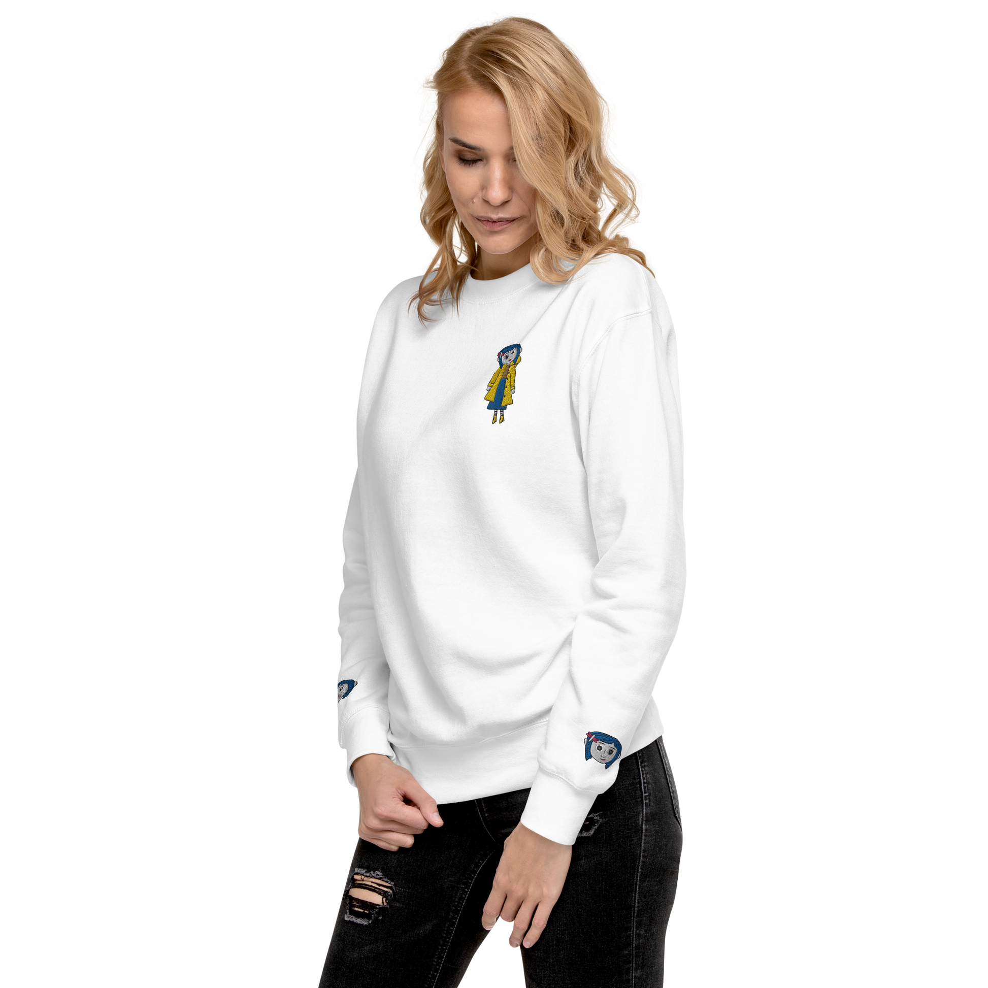 Coraline Button Eyes | Soft-Wash Sweatshirt | Embroidered | Sleeve Variant Soft-Wash Sweatshirt Syntax & Alchemy   