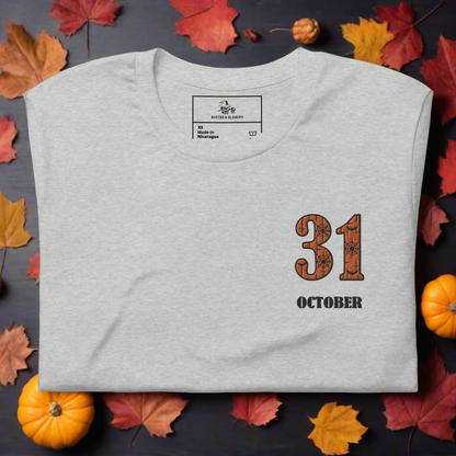 31 October | Airlume Cotton T-Shirt | Embroidered Women's T-Shirt Syntax & Alchemy Athletic Heather XS 