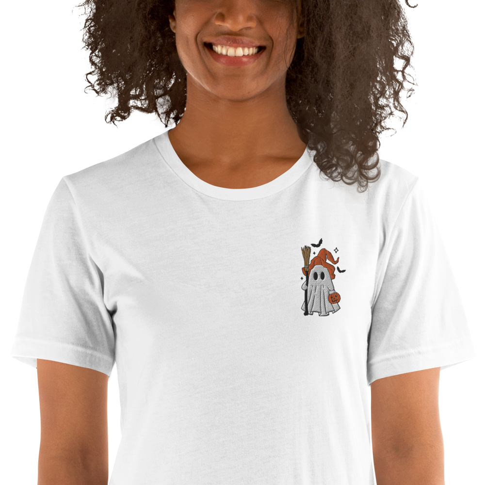 Ghost Witch | Airlume Cotton T-Shirt | Embroidered Women's T-Shirt Syntax & Alchemy   