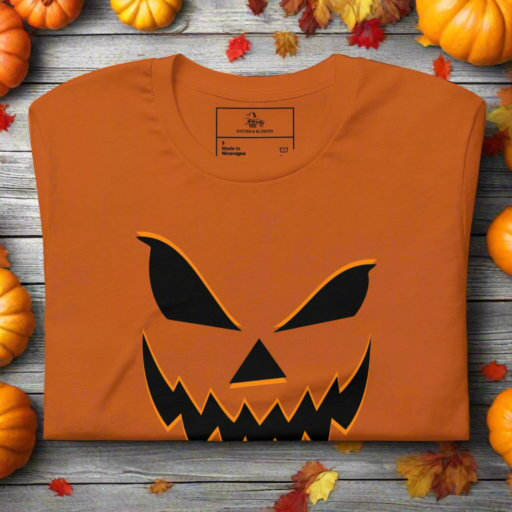 Smiling Jack O Lantern | Airlume Cotton T-Shirt Women's T-Shirt Syntax & Alchemy Autumn S 