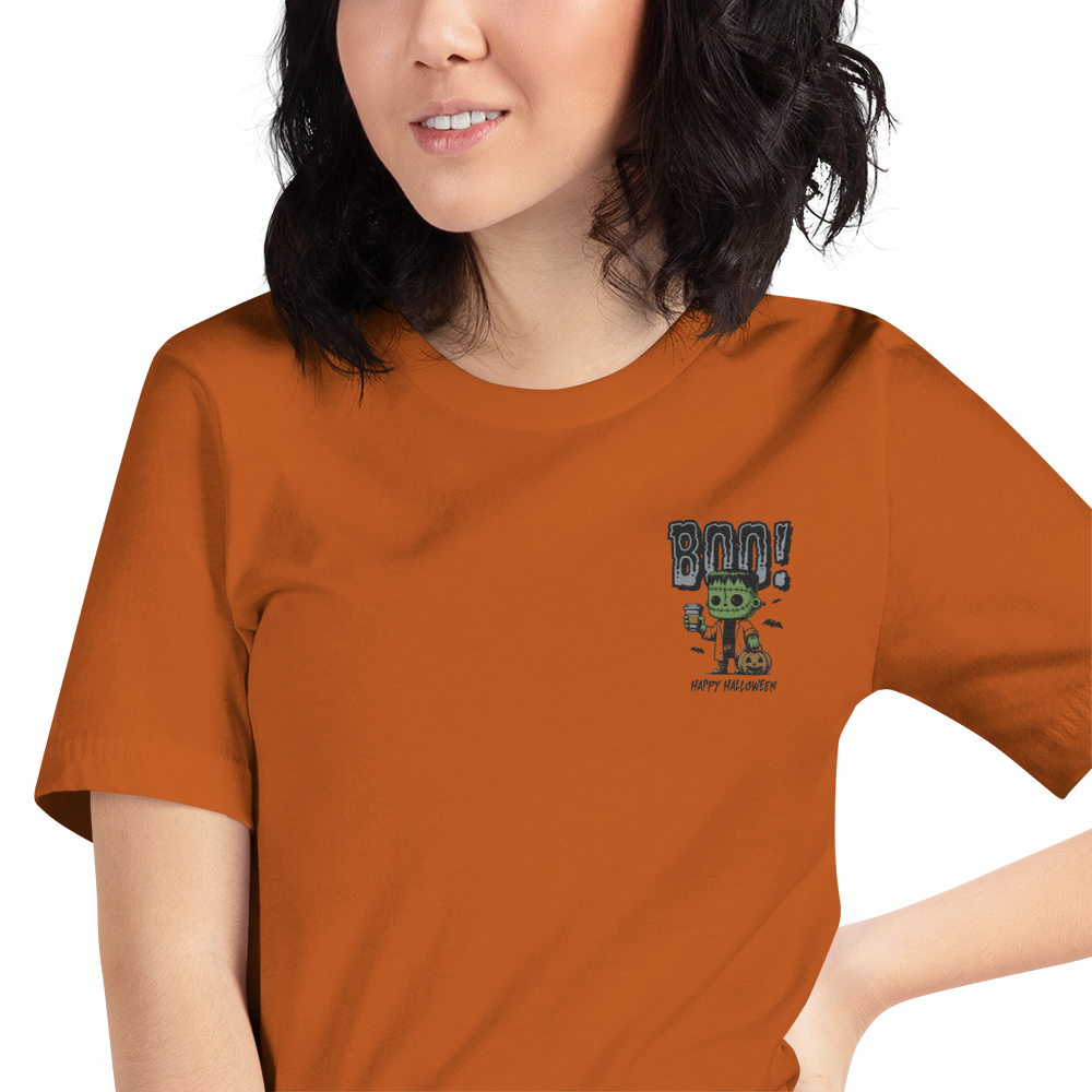 Frankenstein Boo | Airlume Cotton T-Shirt | Embroidered Women's T-Shirt Syntax & Alchemy   