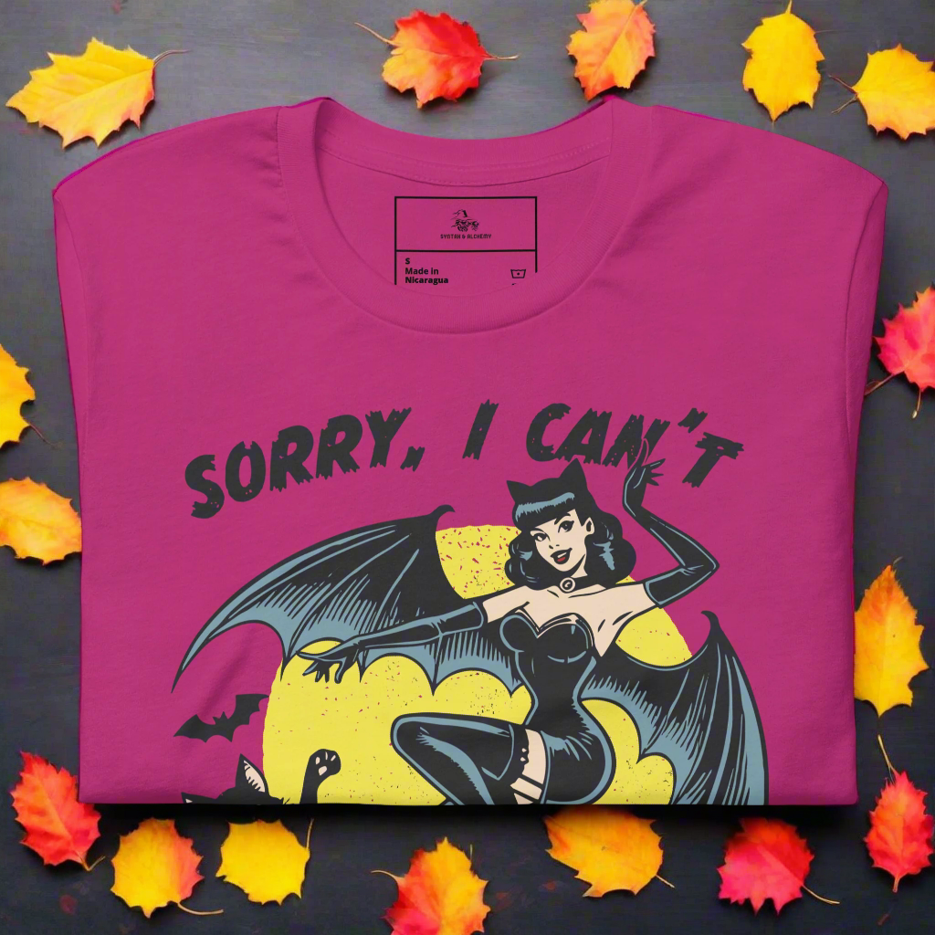 Sorry, I Can't | Airlume Cotton T-Shirt Women's T-Shirt Syntax & Alchemy Berry S 