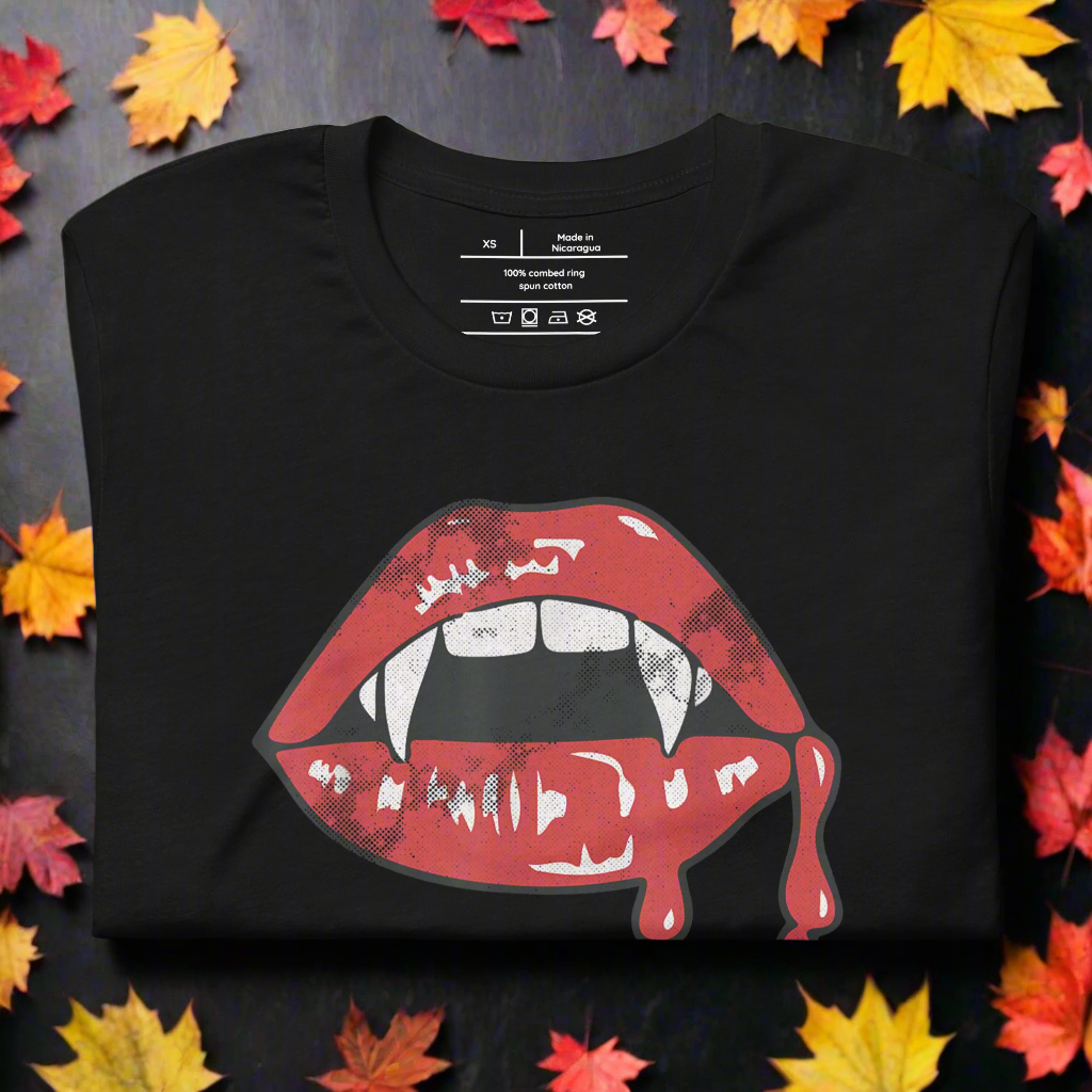 Vampire Kiss | Airlume Cotton T-Shirt Women's T-Shirt Syntax & Alchemy Black XS 