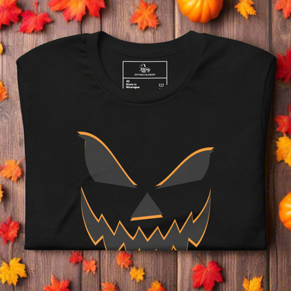 Smiling Jack O Lantern | Airlume Cotton T-Shirt Women's T-Shirt Syntax & Alchemy Black XS 