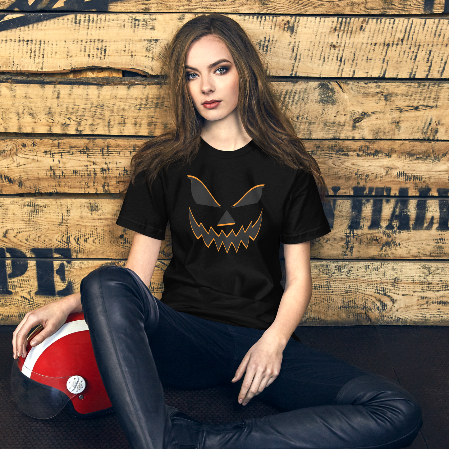 Smiling Jack O Lantern | Airlume Cotton T-Shirt Women's T-Shirt Syntax & Alchemy   