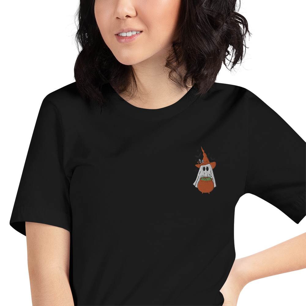 Ghost Cauldron | Airlume Cotton T-Shirt | Embroidered Women's T-Shirt Syntax & Alchemy   