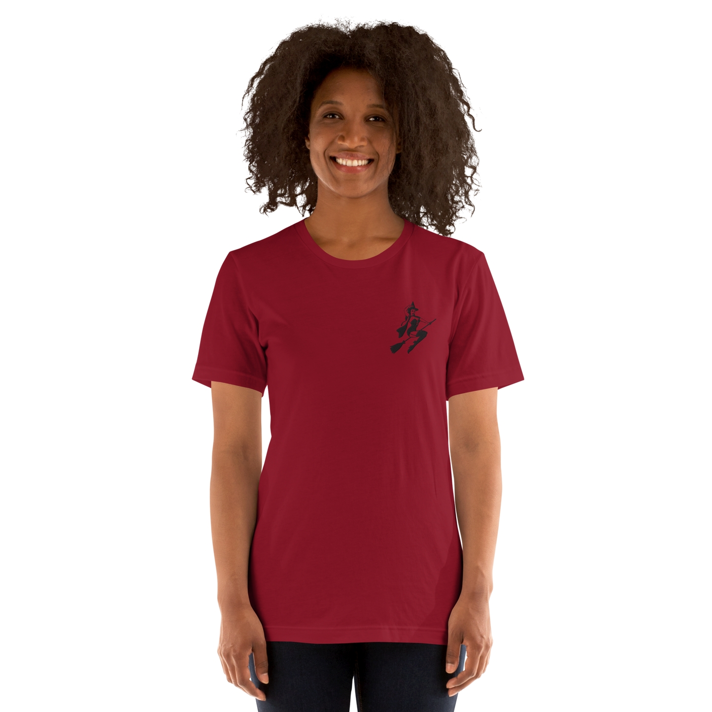 Broom Witch | Airlume Cotton T-Shirt | Embroidered Women's T-Shirt Syntax & Alchemy   