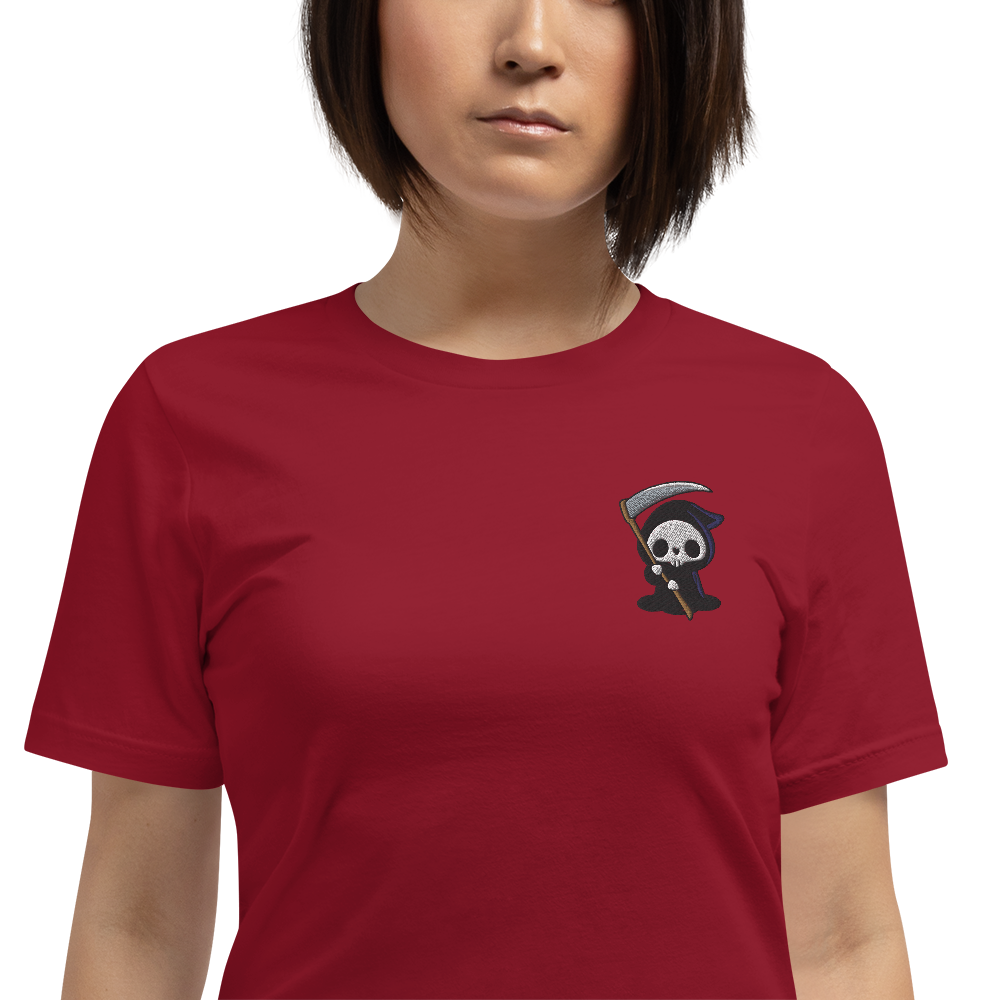 Grim Reaper | Airlume Cotton T-Shirt | Embroidered Women's T-Shirt Syntax & Alchemy   