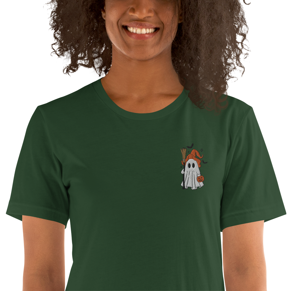 Ghost Witch | Airlume Cotton T-Shirt | Embroidered Women's T-Shirt Syntax & Alchemy   