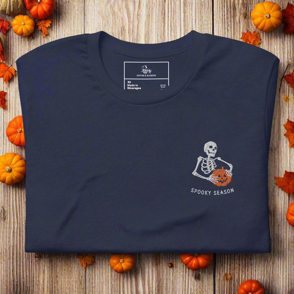 Spooky Season | Airlume Cotton T-Shirt | Embroidered Women's T-Shirt Syntax & Alchemy Navy XS 