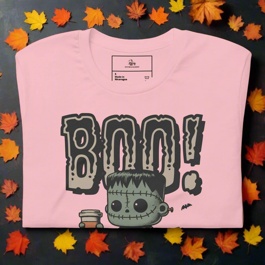 Frankenstein Boo | Airlume Cotton T-Shirt Women's T-Shirt Syntax & Alchemy Pink S 