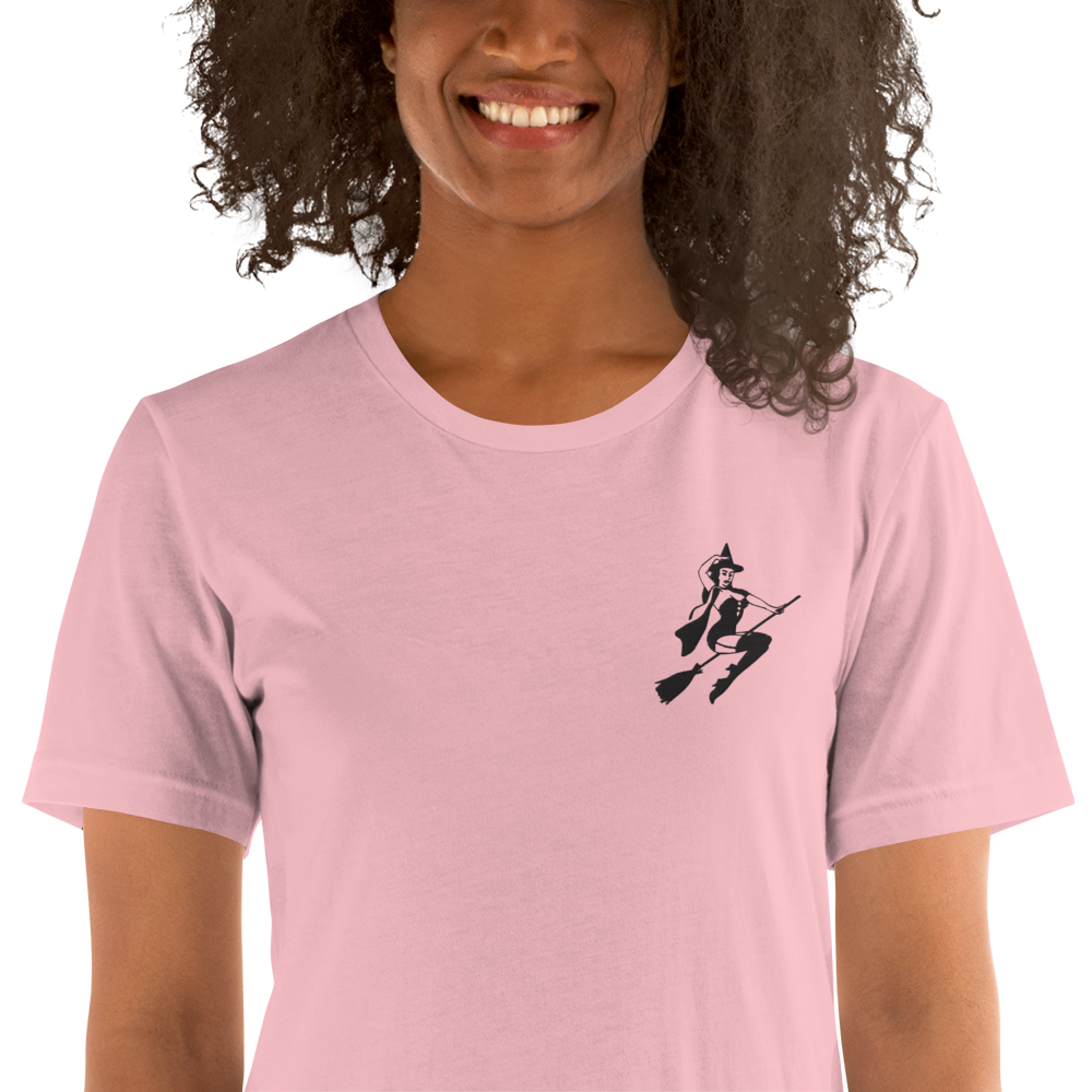 Broom Witch | Airlume Cotton T-Shirt | Embroidered Women's T-Shirt Syntax & Alchemy   