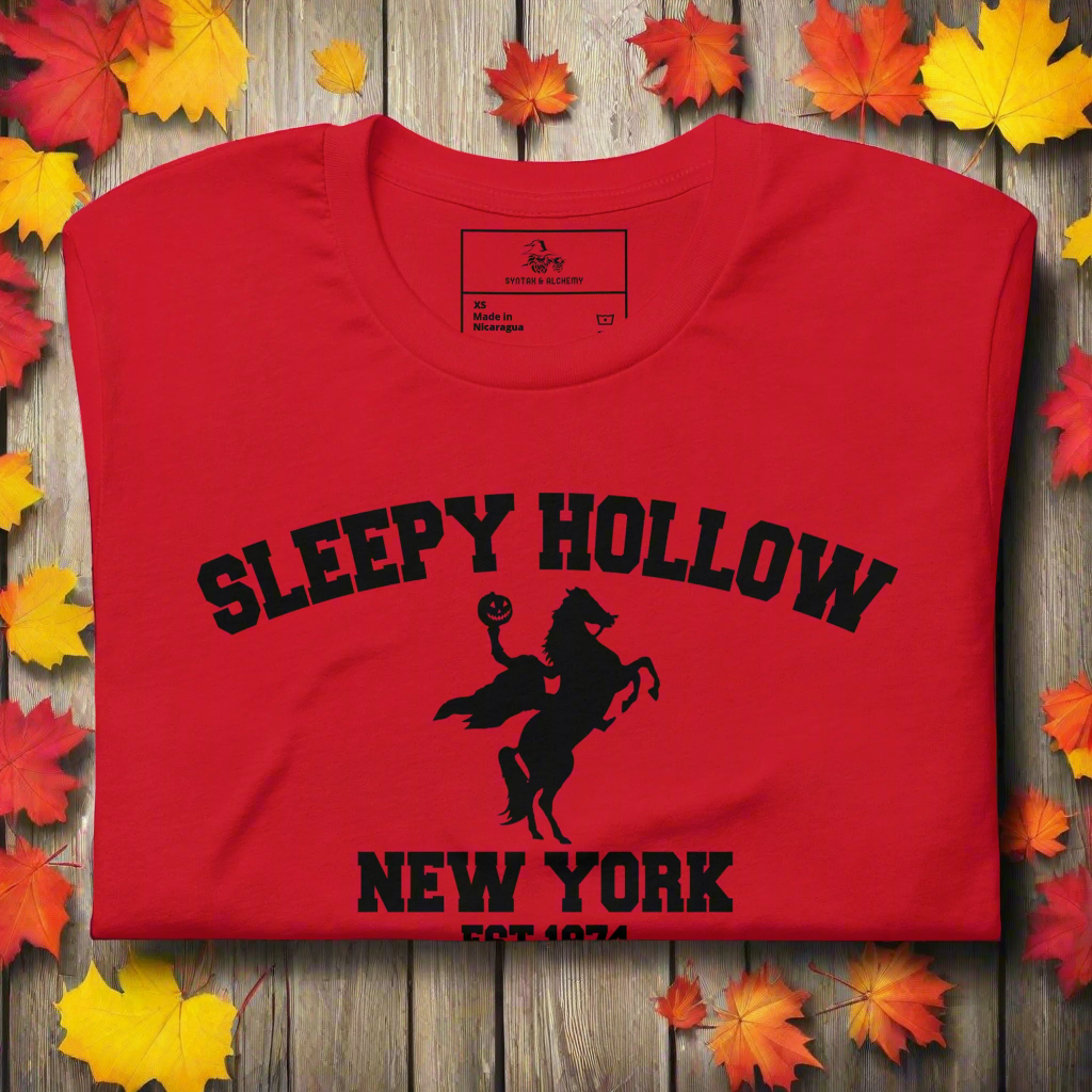 Sleepy Hollow | Airlume Cotton T-Shirt Women's T-Shirt Syntax & Alchemy Red XS 