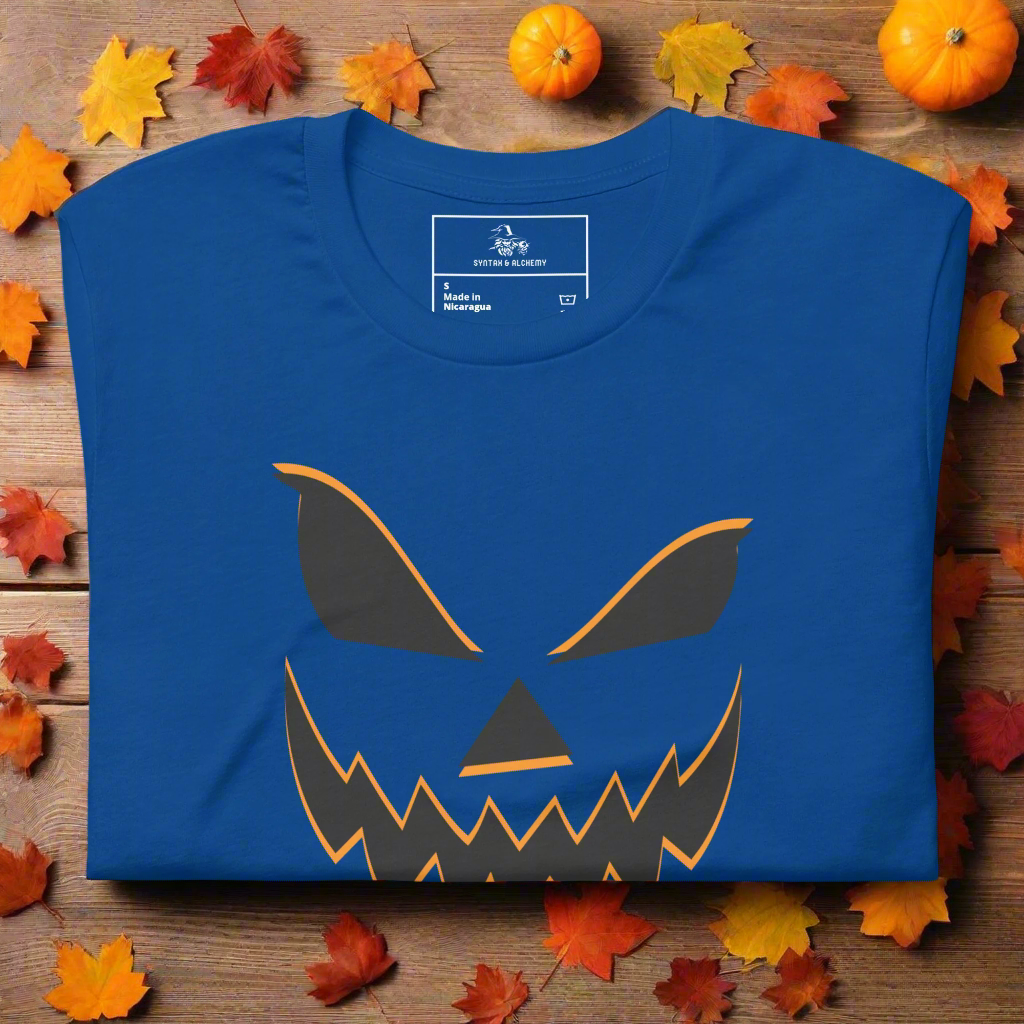 Smiling Jack O Lantern | Airlume Cotton T-Shirt Women's T-Shirt Syntax & Alchemy True Royal S 