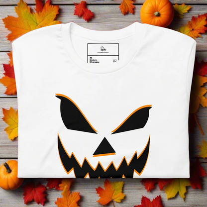 Smiling Jack O Lantern | Airlume Cotton T-Shirt Women's T-Shirt Syntax & Alchemy White XS 