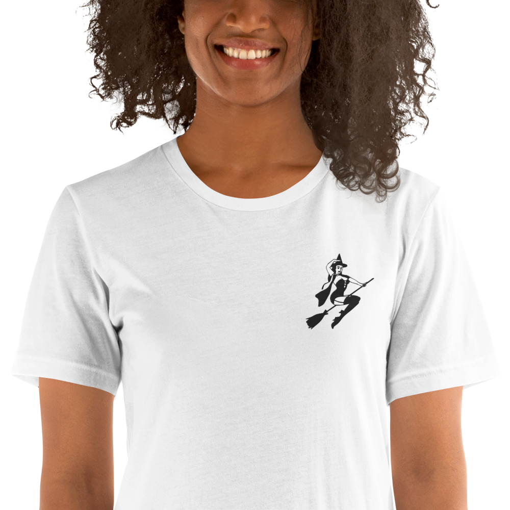 Broom Witch | Airlume Cotton T-Shirt | Embroidered Women's T-Shirt Syntax & Alchemy   