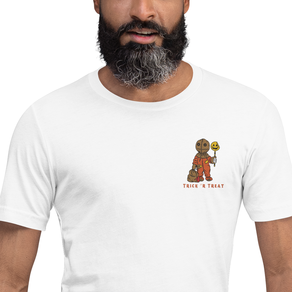 Samhain Trick 'r Treat | Airlume Cotton T-Shirt | Embroidered Women's T-Shirt Syntax & Alchemy   