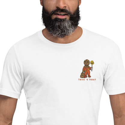 Samhain Trick 'r Treat | Airlume Cotton T-Shirt | Embroidered Women's T-Shirt Syntax & Alchemy   