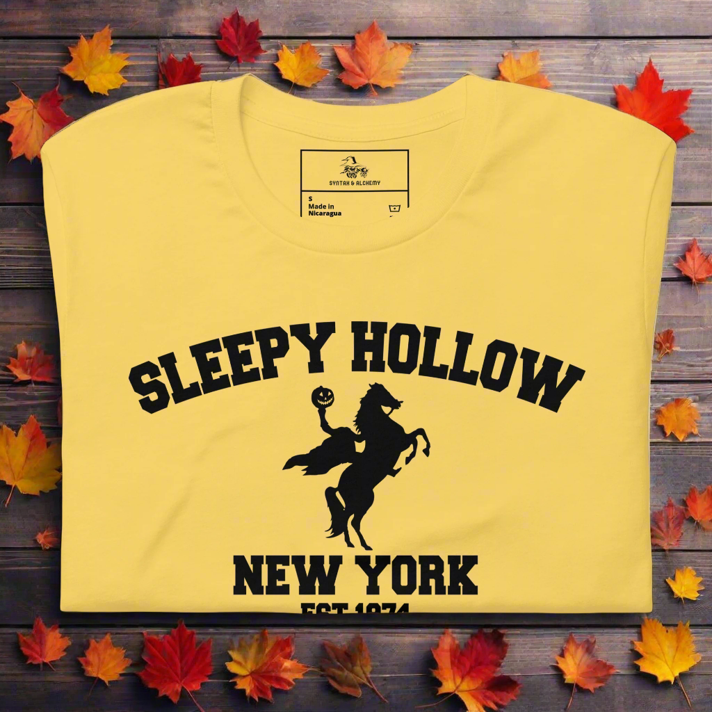 Sleepy Hollow | Airlume Cotton T-Shirt Women's T-Shirt Syntax & Alchemy Yellow S 