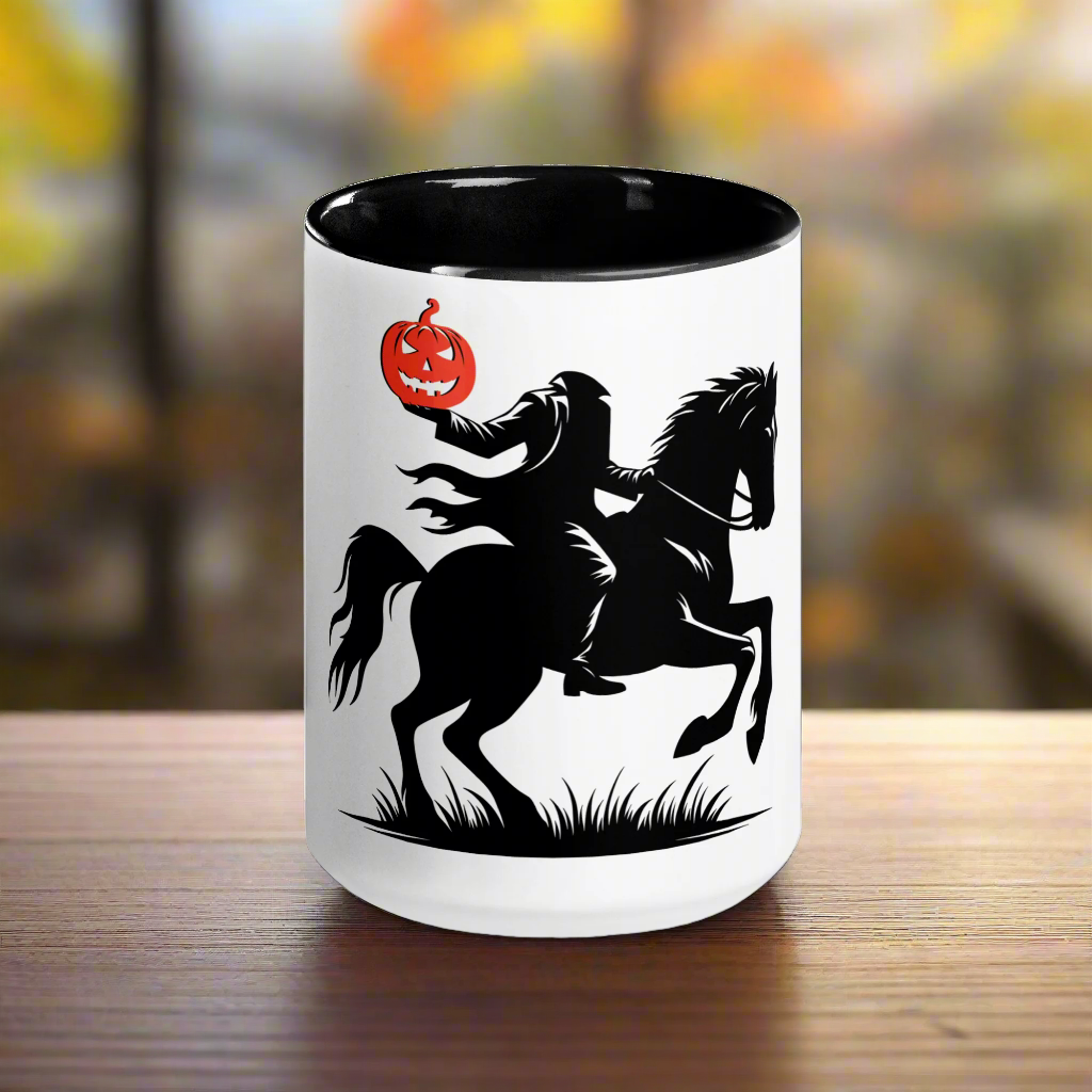 Headless Horseman Pumpkin Head | Ceramic Mug Ceramic Mugs Syntax & Alchemy Black 11 oz 