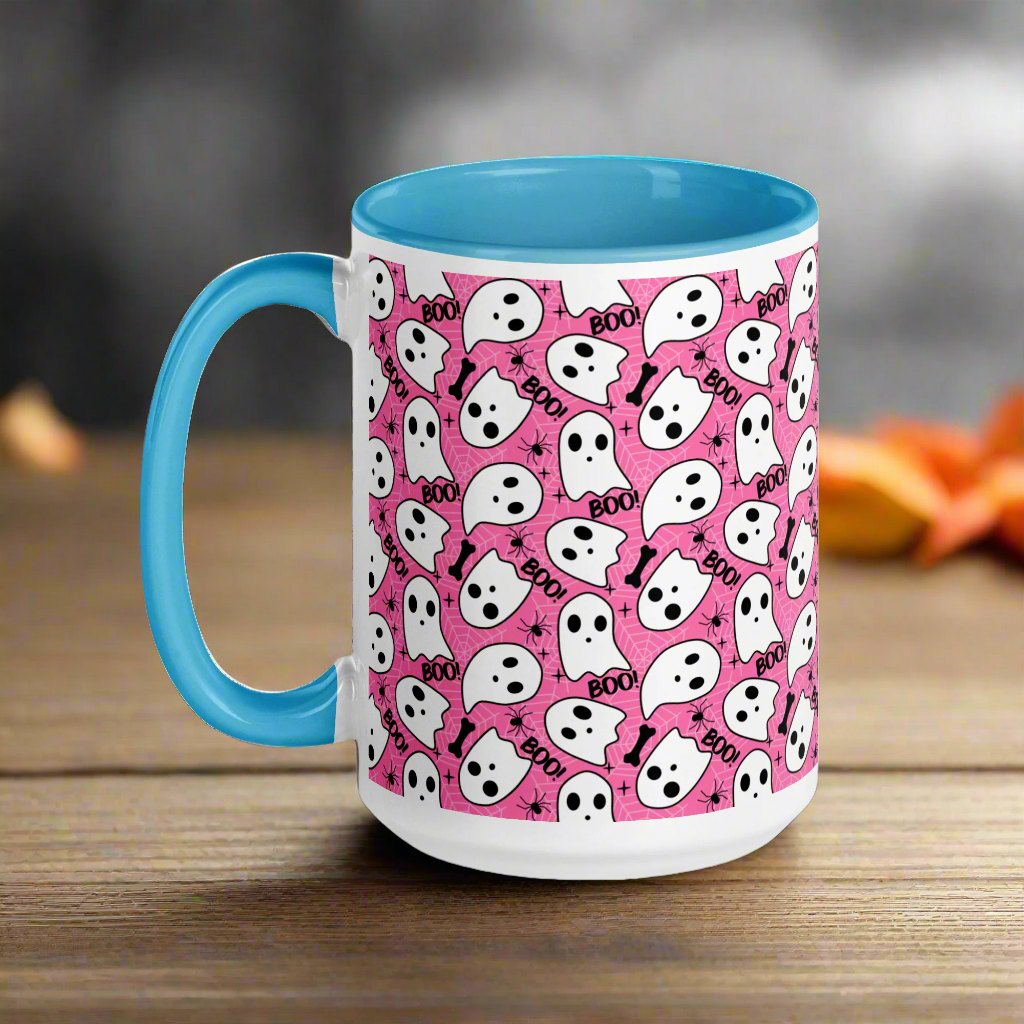 Pink Boo | Ceramic Mug Ceramic Mugs Syntax & Alchemy Blue 11 oz 