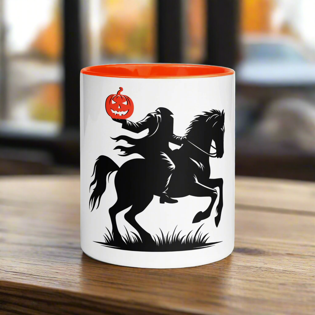 Headless Horseman Pumpkin Head | Ceramic Mug Ceramic Mugs Syntax & Alchemy Orange 11 oz 