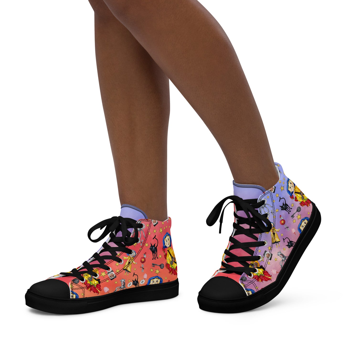 Twitchy Witchy Girl | Women & Girls High Top Canvas Sneakers | Sunset Variant Women's High Top Sneakers Syntax & Alchemy   