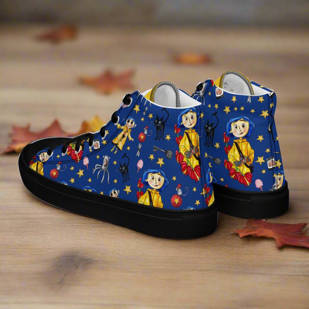 Twitchy Witchy Girl | Women & Girls High Top Canvas Sneakers | Blue Variant Women's High Top Sneakers Syntax & Alchemy