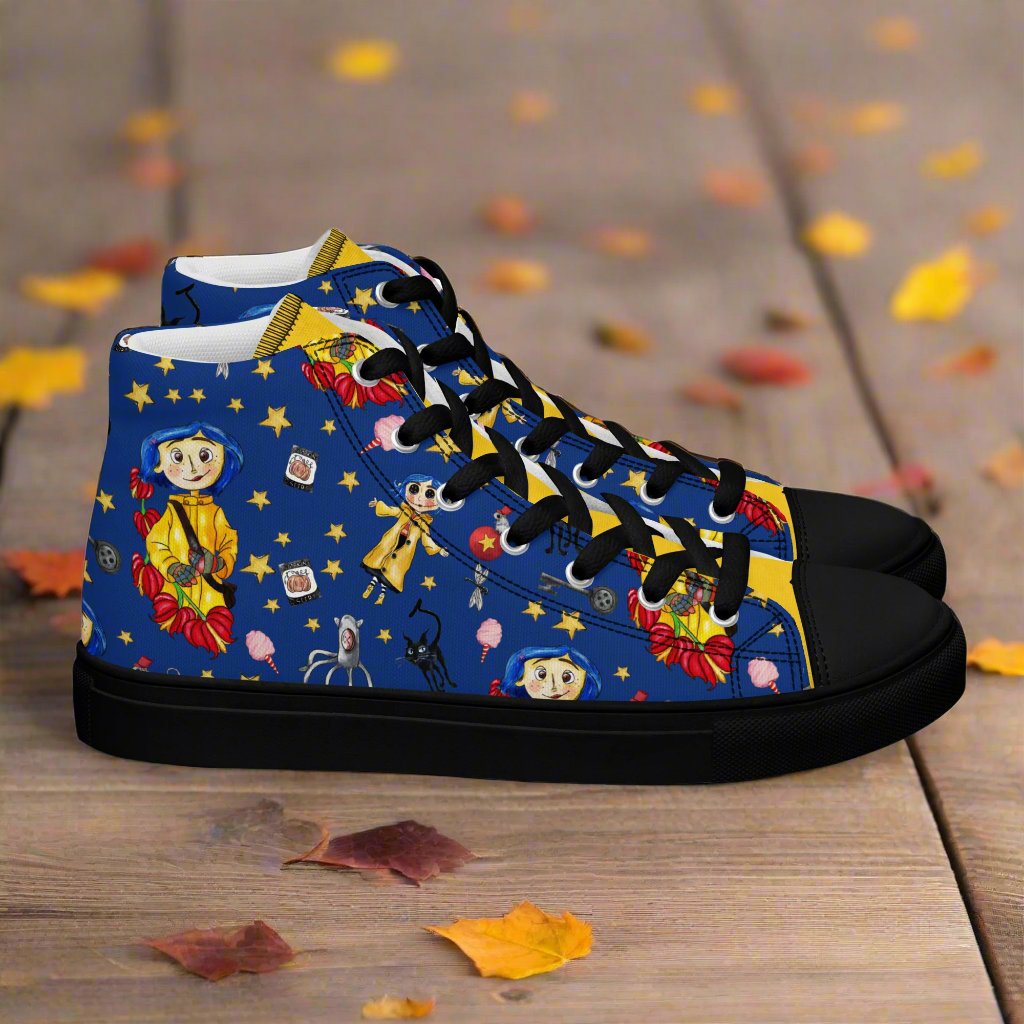 Twitchy Witchy Girl | Women & Girls High Top Canvas Sneakers | Blue Variant Women's High Top Sneakers Syntax & Alchemy