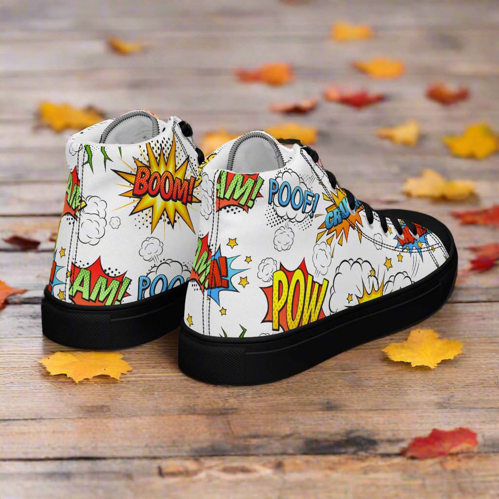 SUPER WHAM! | Women & Girls High Top Canvas Sneakers | White Variant Women's High Top Sneakers Syntax & Alchemy