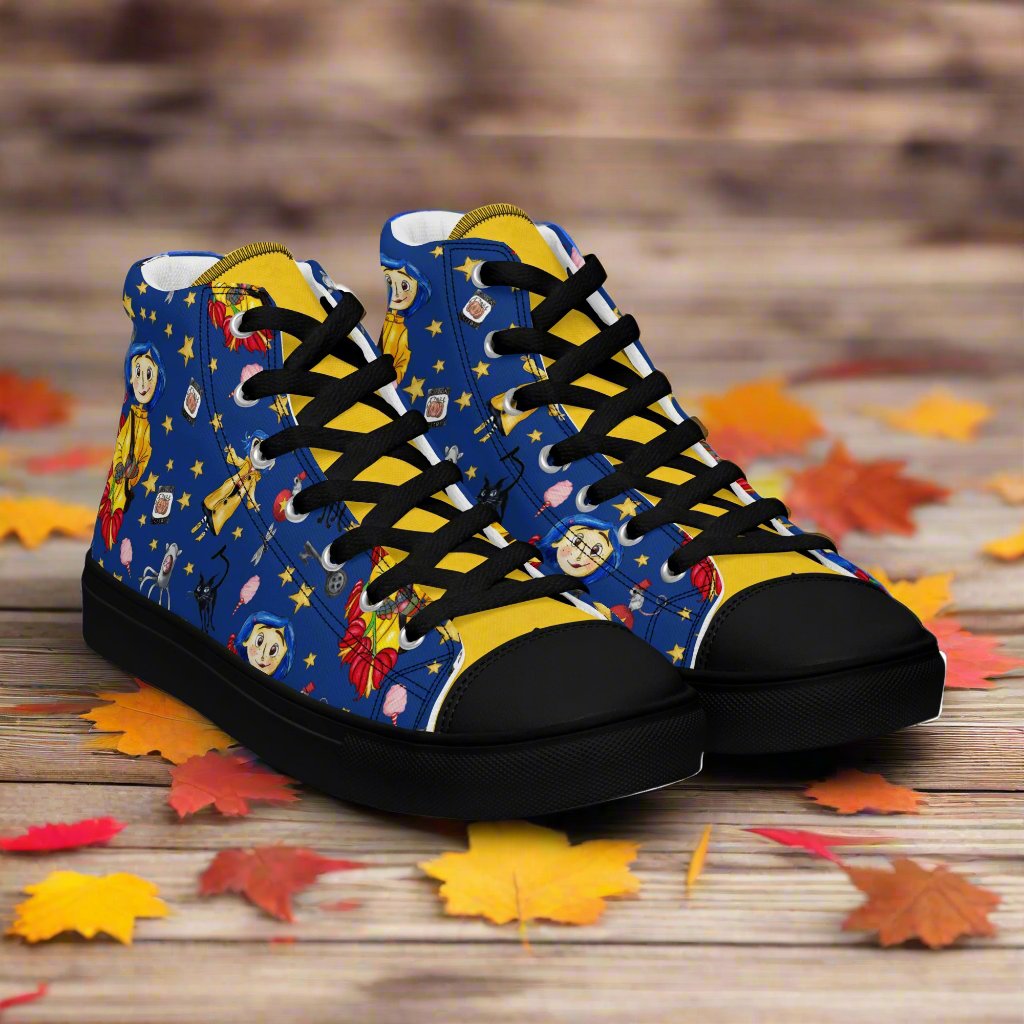 Twitchy Witchy Girl | Women & Girls High Top Canvas Sneakers | Blue Variant Women's High Top Sneakers Syntax & Alchemy Black 5