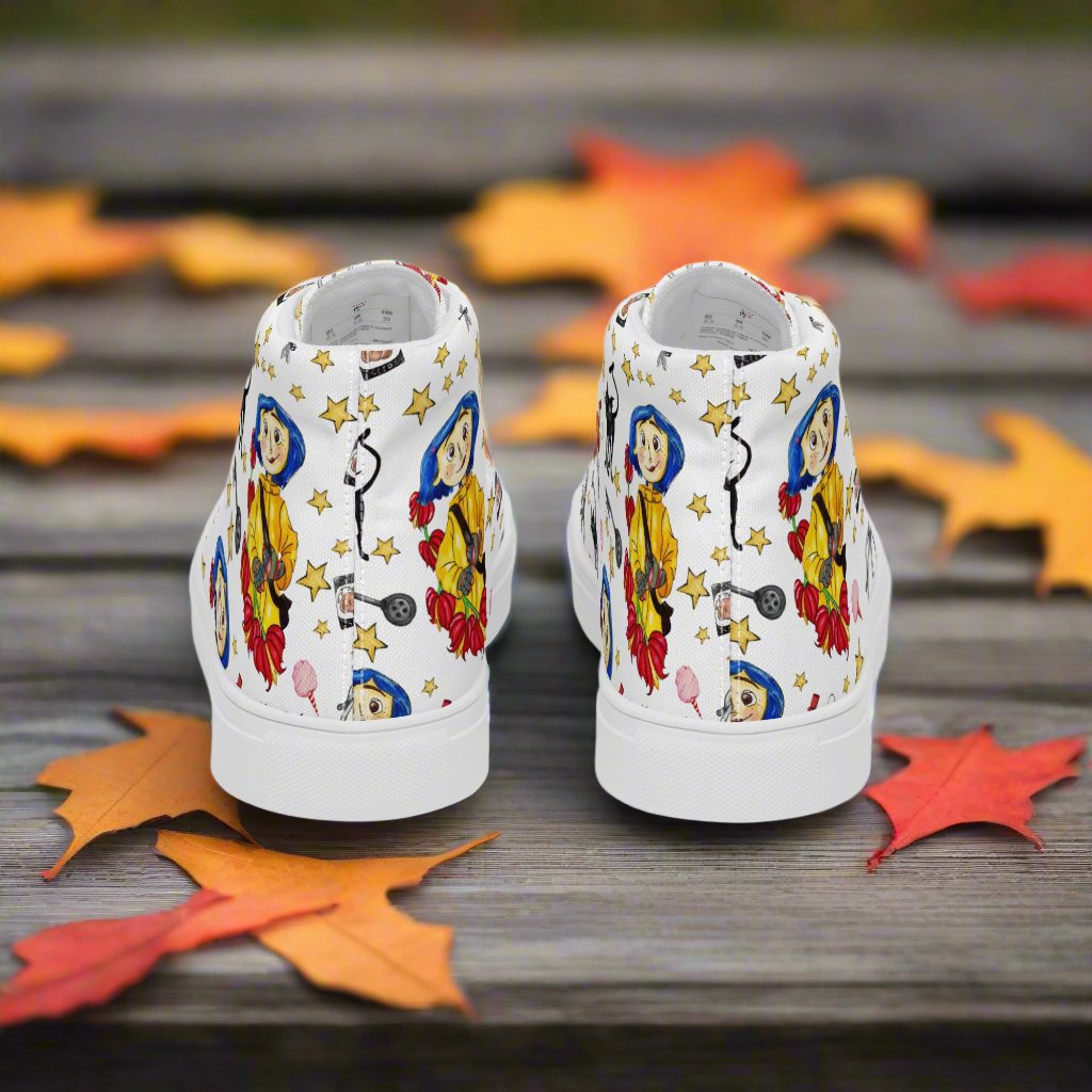 Twitchy Witchy Girl | Women & Girls High Top Canvas Sneaker | White Variant Women's High Top Sneakers Syntax & Alchemy