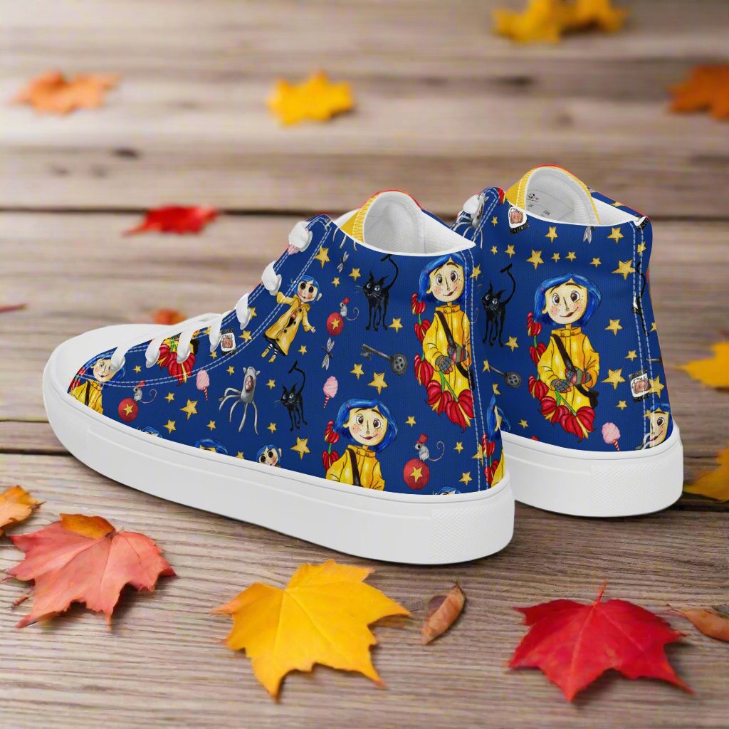 Twitchy Witchy Girl | Women & Girls High Top Canvas Sneakers | Blue Variant Women's High Top Sneakers Syntax & Alchemy