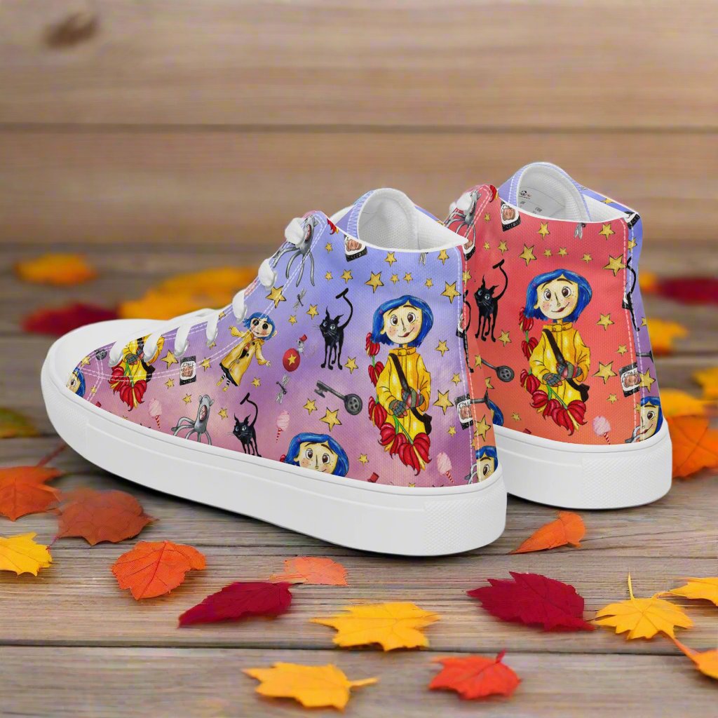 Twitchy Witchy Girl | Women & Girls High Top Canvas Sneakers | Sunset Variant Women's High Top Sneakers Syntax & Alchemy   