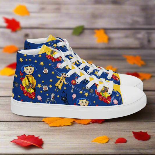 Twitchy Witchy Girl | Women & Girls High Top Canvas Sneakers | Blue Variant Women's High Top Sneakers Syntax & Alchemy