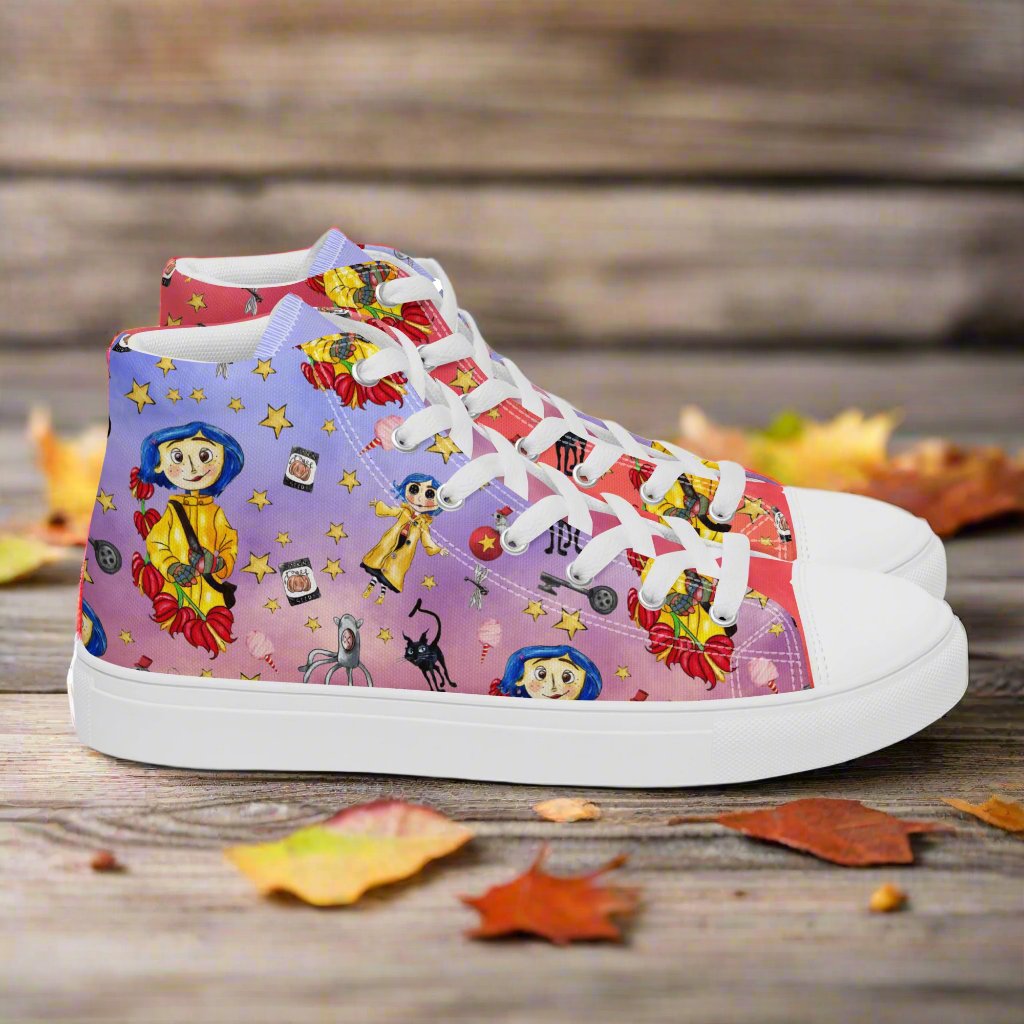 Twitchy Witchy Girl | Women & Girls High Top Canvas Sneakers | Sunset Variant Women's High Top Sneakers Syntax & Alchemy   