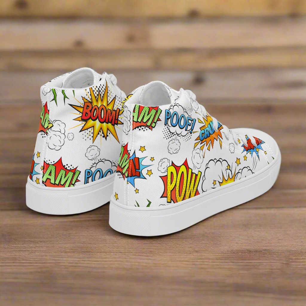 SUPER WHAM! | Women & Girls High Top Canvas Sneakers | White Variant Women's High Top Sneakers Syntax & Alchemy