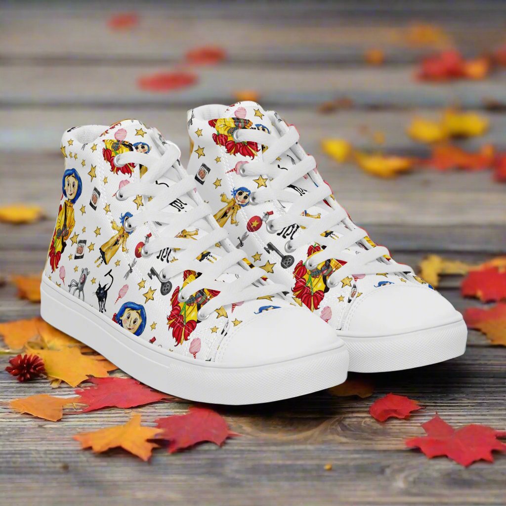 Twitchy Witchy Girl | Women & Girls High Top Canvas Sneaker | White Variant Women's High Top Sneakers Syntax & Alchemy